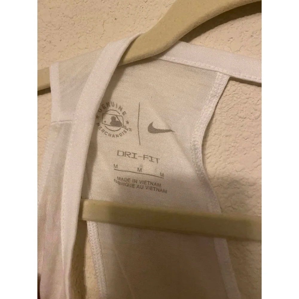 Nike Atlanta Braves Womens Dri-FIT Tank Top White Cross Back MLB Medium 0451